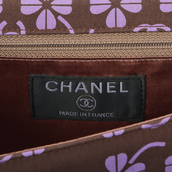 Chanel Around 2000 Made Clover Design Print Turn-Lock Chain Bag Brown/Purple