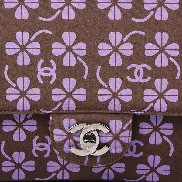Chanel Around 2000 Made Clover Design Print Turn-Lock Chain Bag Brown/Purple