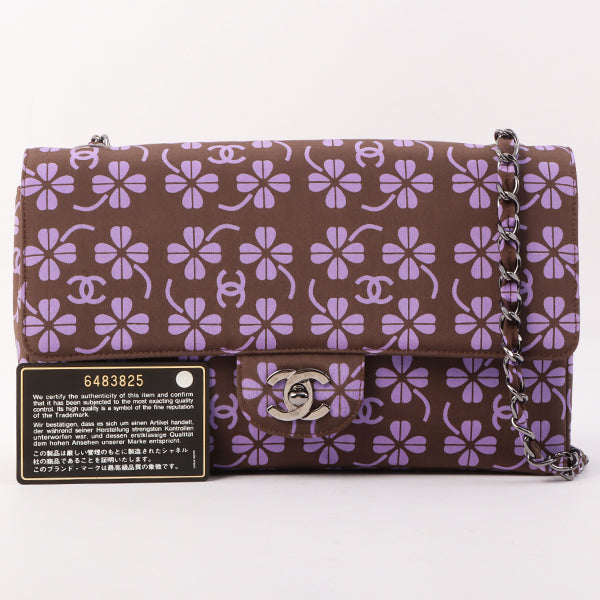 Chanel Around 2000 Made Clover Design Print Turn-Lock Chain Bag Brown/Purple