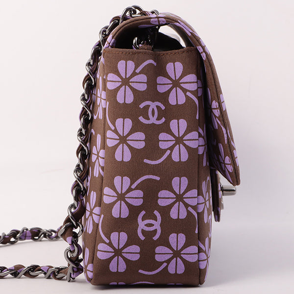 Chanel Around 2000 Made Clover Design Print Turn-Lock Chain Bag Brown/Purple