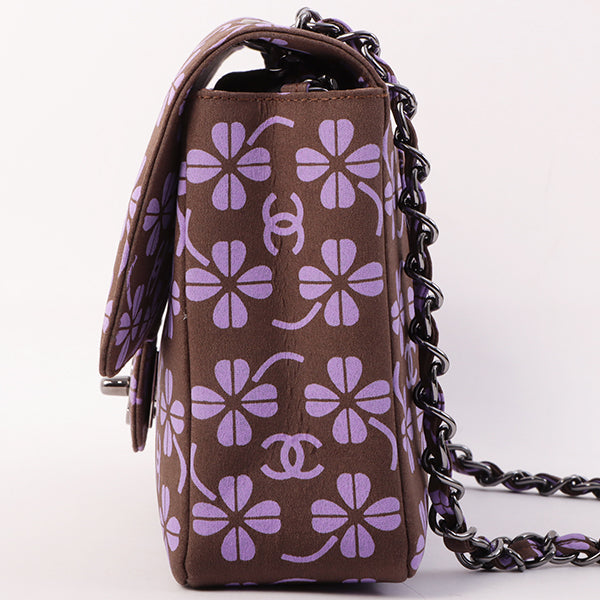 Chanel Around 2000 Made Clover Design Print Turn-Lock Chain Bag Brown/Purple