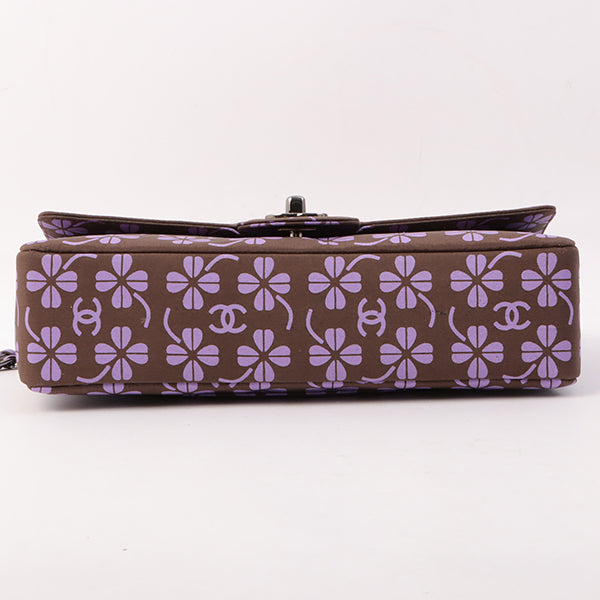 Chanel Around 2000 Made Clover Design Print Turn-Lock Chain Bag Brown/Purple