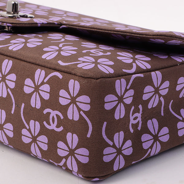 Chanel Around 2000 Made Clover Design Print Turn-Lock Chain Bag Brown/Purple