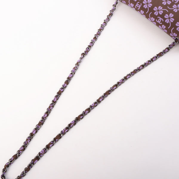 Chanel Around 2000 Made Clover Design Print Turn-Lock Chain Bag Brown/Purple