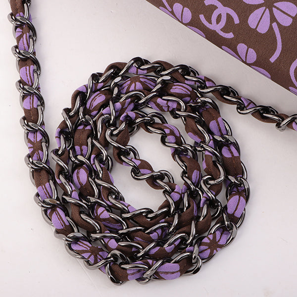 Chanel Around 2000 Made Clover Design Print Turn-Lock Chain Bag Brown/Purple