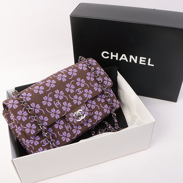 Chanel Around 2000 Made Clover Design Print Turn-Lock Chain Bag Brown/Purple