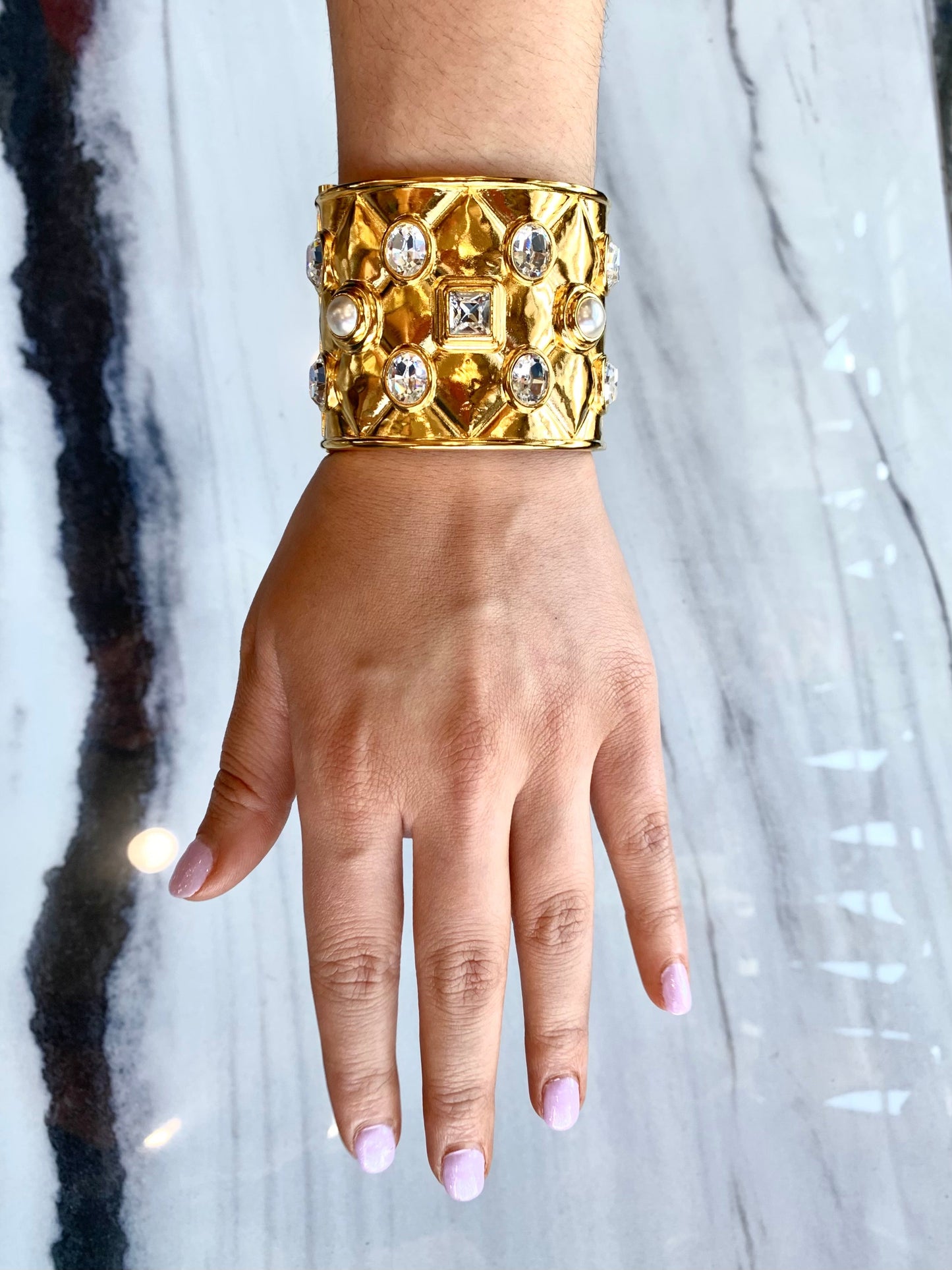 CHANEL RHINESTONE CUFF BRACELET