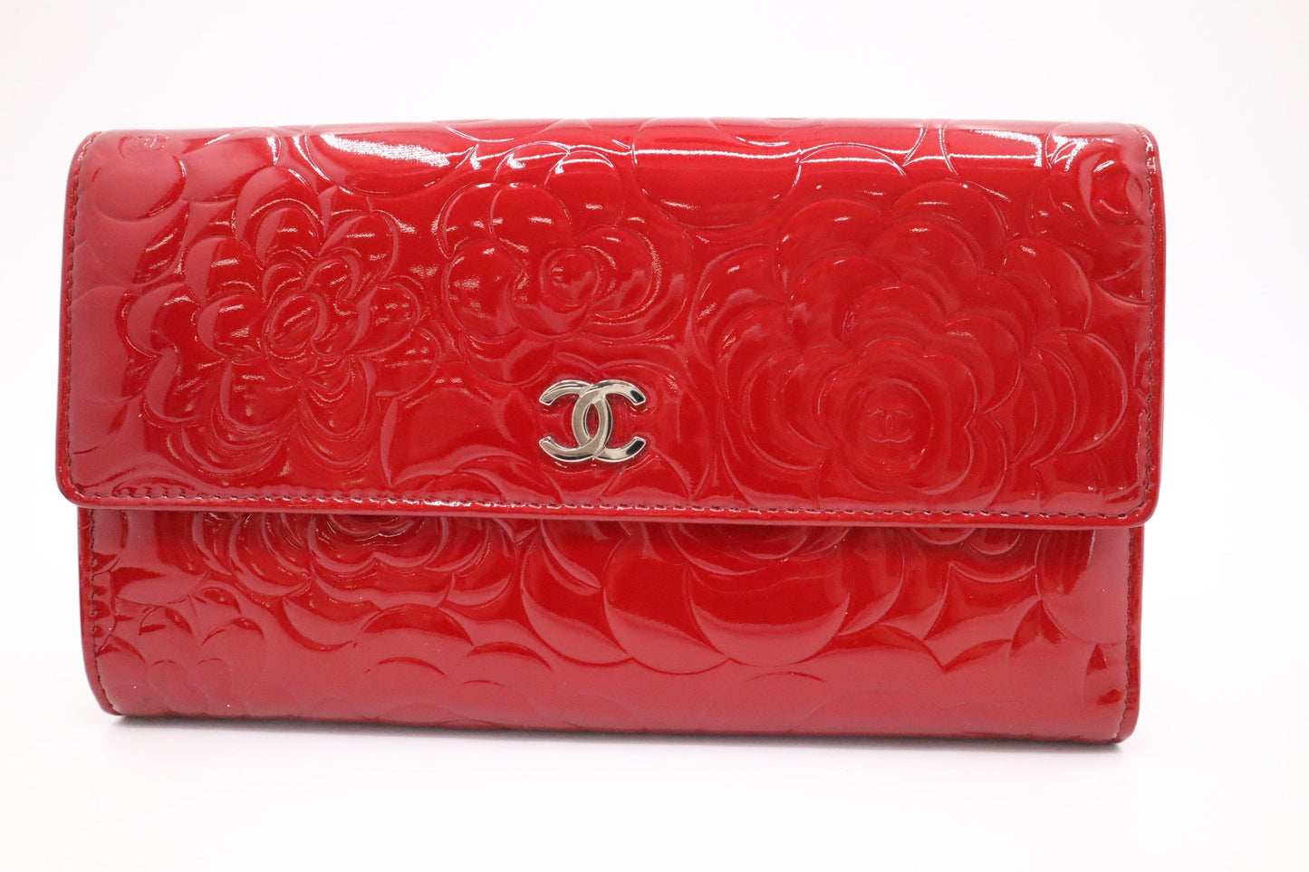 Chanel Long Wallet in Red Patent Leather
