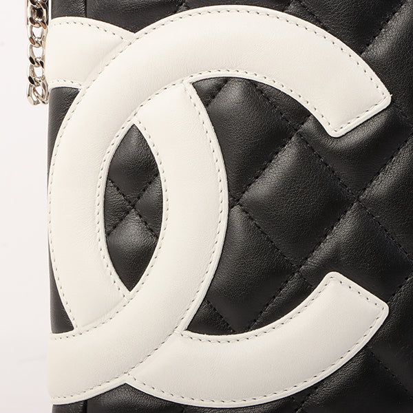 Chanel Around 2003 Made Cambon Shoulder Bag Black/White