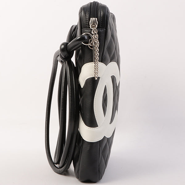 Chanel Around 2003 Made Cambon Shoulder Bag Black/White
