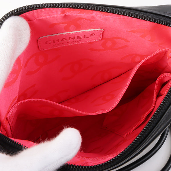Chanel Around 2003 Made Cambon Shoulder Bag Black/White
