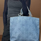 Chanel Blue Denim Tote Bag With CC Print