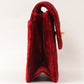 Chanel Around 1992 Made Velour Straight Flap Turn-Lock Mini Chain Bag Red