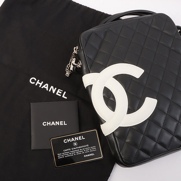 Chanel Around 2003 Made Cambon Shoulder Bag Black/White