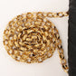 CHANEL Around 1990 Made Leather Silk Satin Combination Design Flap Bijoux Chain Bag Mini Black