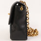 CHANEL Around 1990 Made Leather Silk Satin Combination Design Flap Bijoux Chain Bag Mini Black