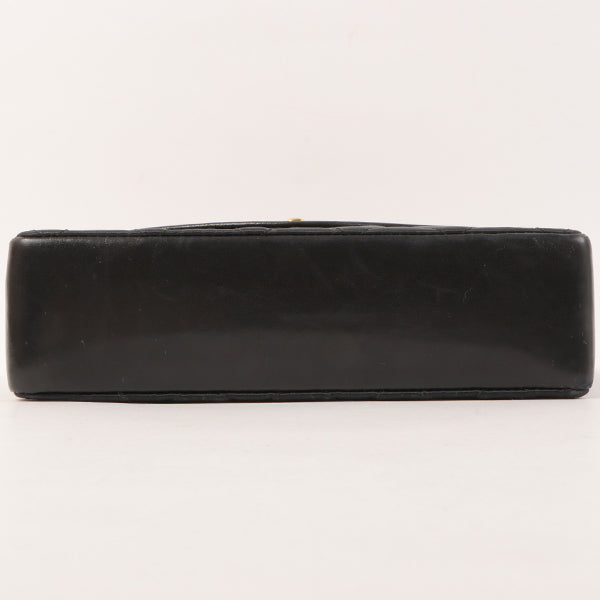 CHANEL Around 1990 Made Leather Silk Satin Combination Design Flap Bijoux Chain Bag Mini Black