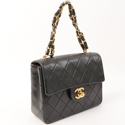 Chanel Around 1995 Made Classic Flap Chain Top Handle Bag Mini Black