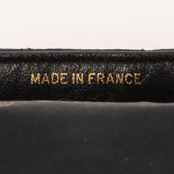 CHANEL Around 1990 Made Leather Silk Satin Combination Design Flap Bijoux Chain Bag Mini Black