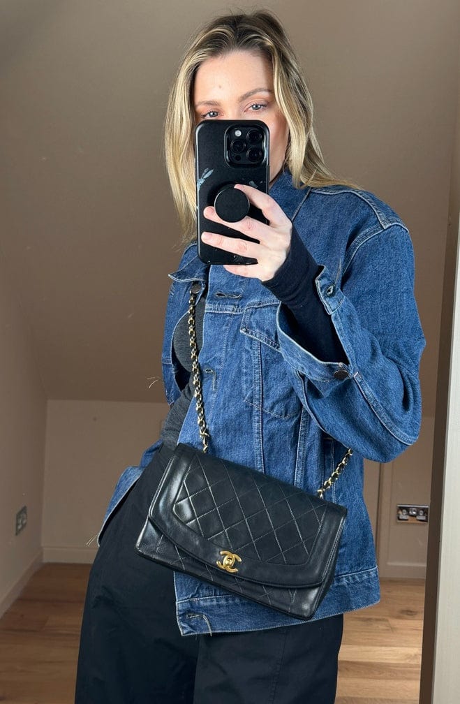 Chanel Diana Black Single Flap with 24k gold plated hardware