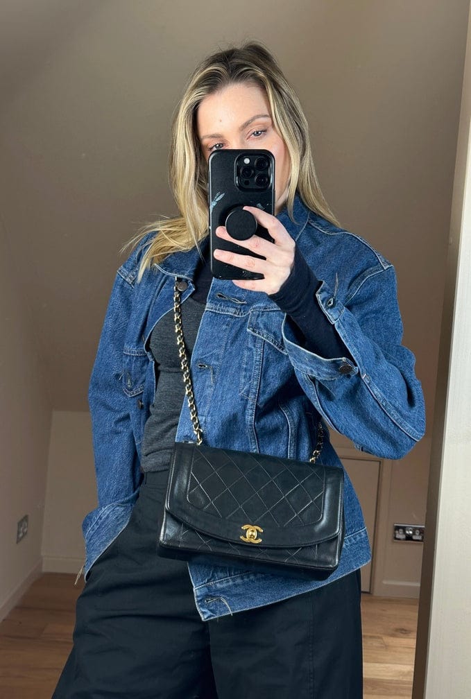 Chanel Diana Black Single Flap with 24k gold plated hardware