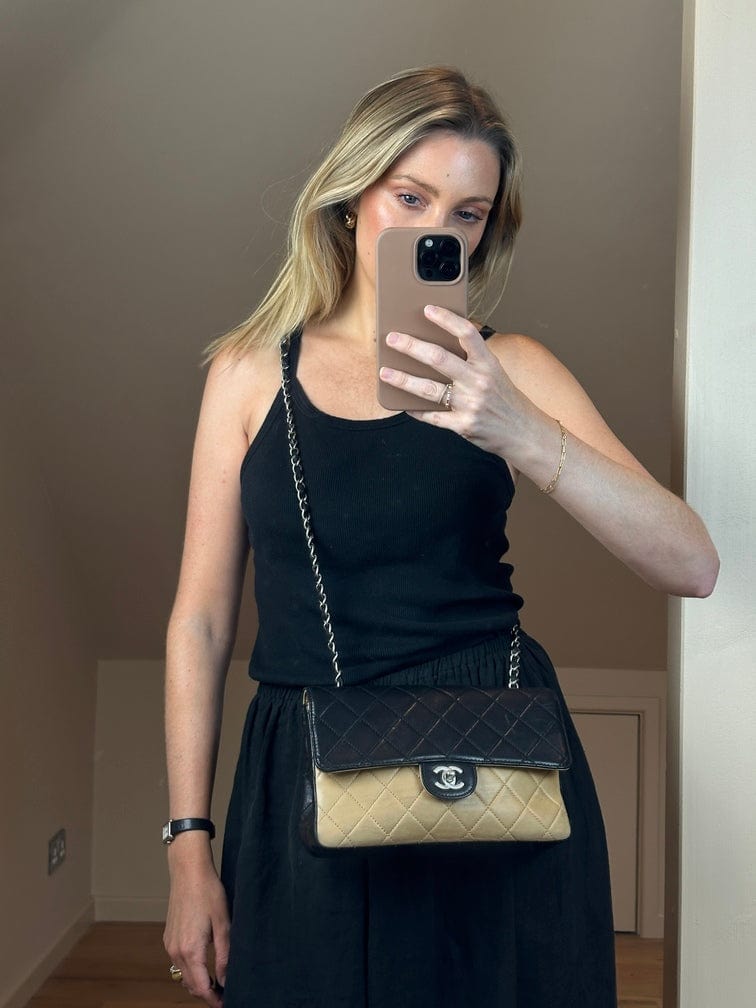 Chanel   Timeless Black And Cream Single Flap Bag