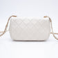 CHANEL Small Cream Crystal Pearls Chain Quilted Calfskin Flap Bag