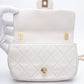 CHANEL Small Cream Crystal Pearls Chain Quilted Calfskin Flap Bag