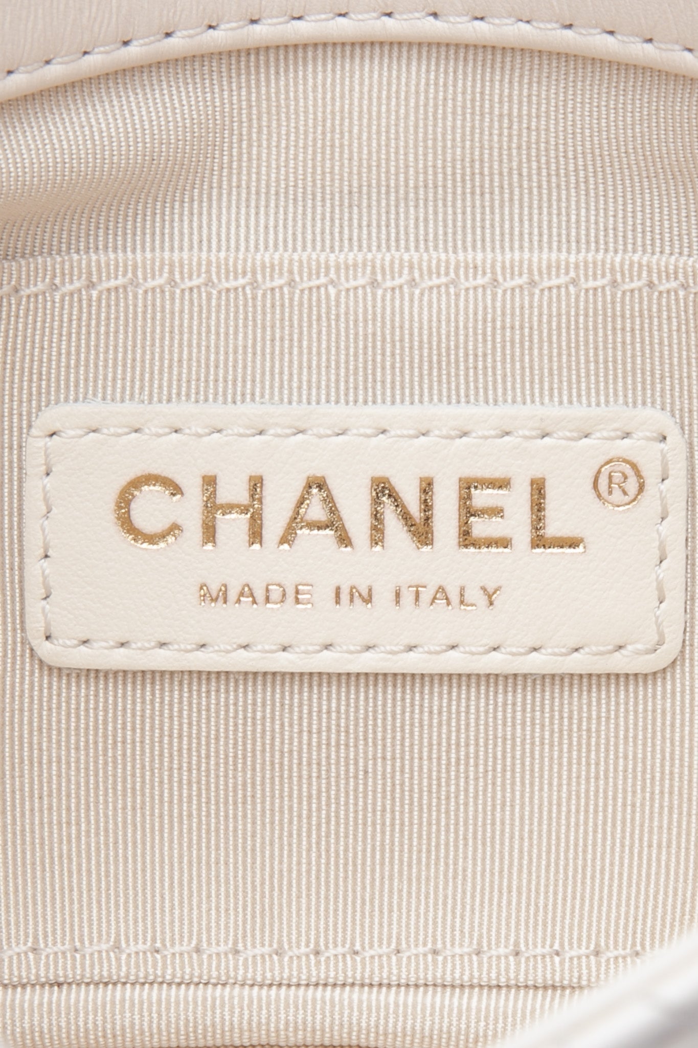 CHANEL Small Cream Crystal Pearls Chain Quilted Calfskin Flap Bag