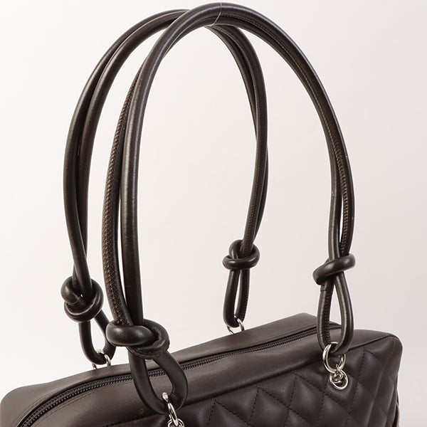 Chanel Around 2004 Made Cambon Boston Bag Dark Brown/Beige