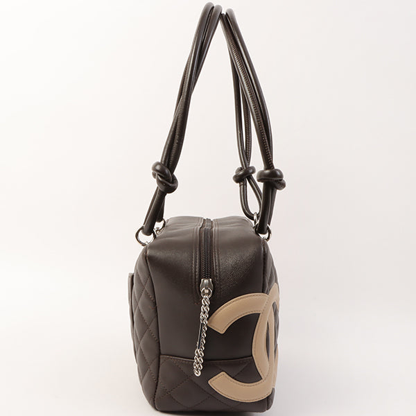Chanel Around 2004 Made Cambon Boston Bag Dark Brown/Beige
