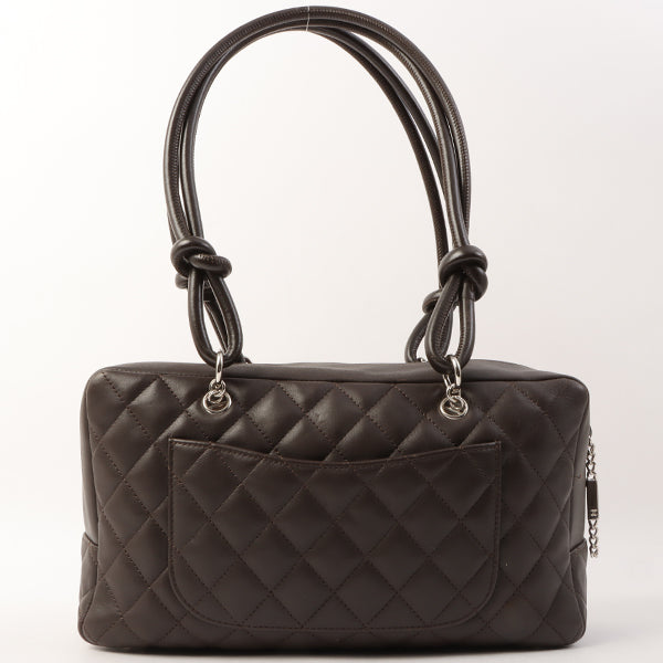 Chanel Around 2004 Made Cambon Boston Bag Dark Brown/Beige