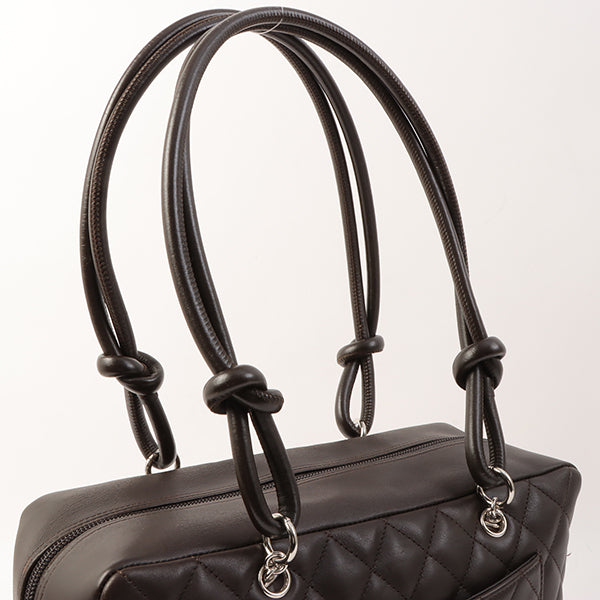 Chanel Around 2004 Made Cambon Boston Bag Dark Brown/Beige