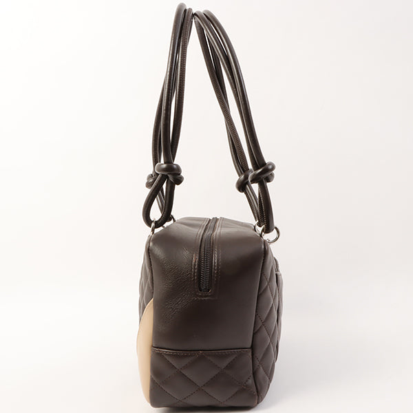 Chanel Around 2004 Made Cambon Boston Bag Dark Brown/Beige