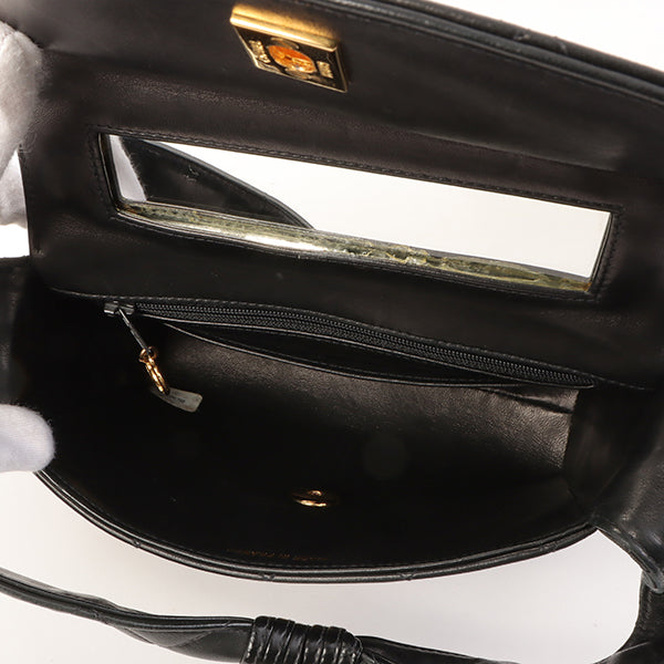 Chanel Around 1997 Made Turn-Lock Top Handle Bag Black
