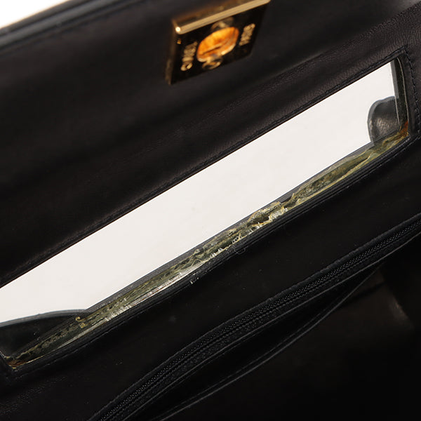 Chanel Around 1997 Made Turn-Lock Top Handle Bag Black