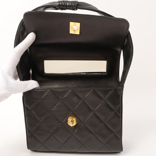 Chanel Around 1997 Made Turn-Lock Top Handle Bag Black