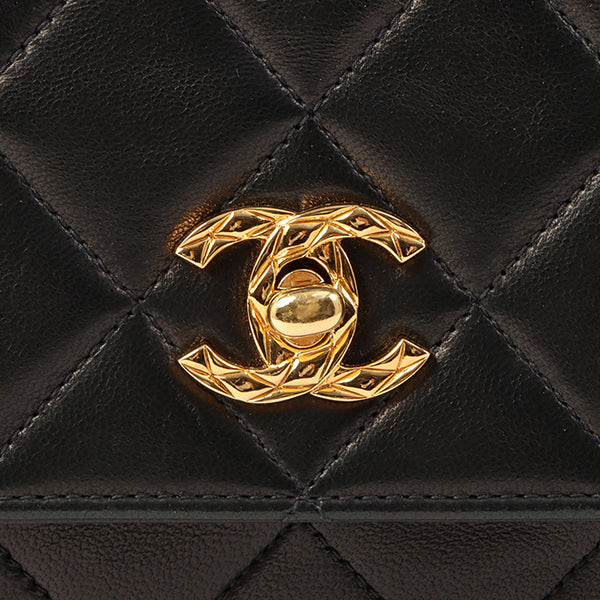 Chanel Around 1997 Made Turn-Lock Top Handle Bag Black