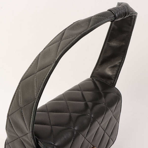 Chanel Around 1997 Made Turn-Lock Top Handle Bag Black