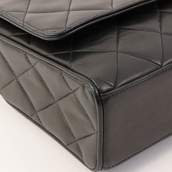 Chanel Around 1997 Made Turn-Lock Top Handle Bag Black