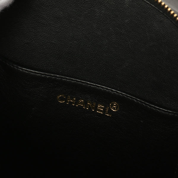 Chanel Around 1995 Made Patent Round Design Cc Mark Vanity Black