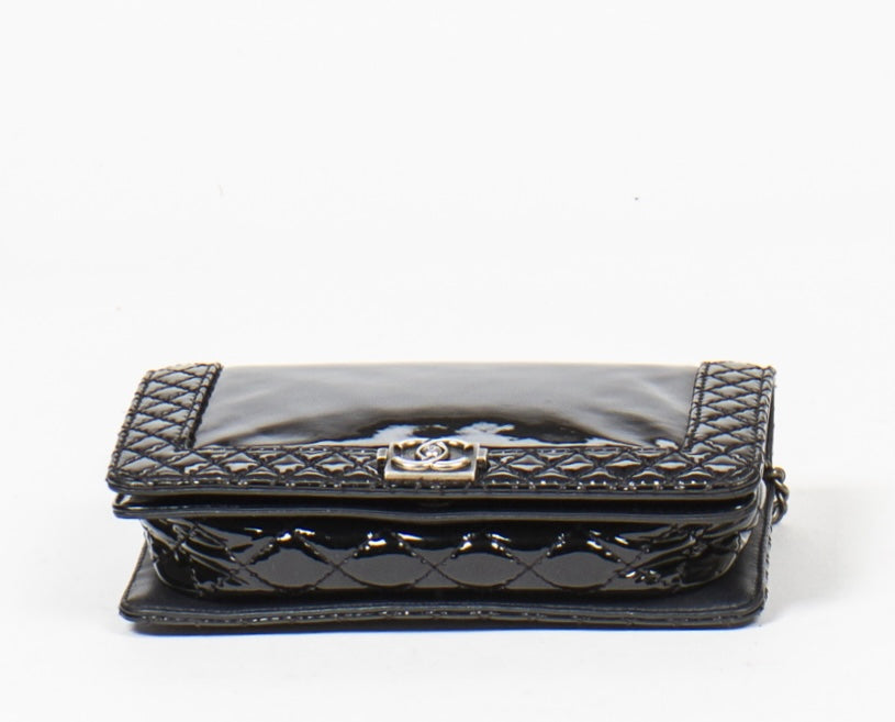 CHANEL REVERSO PATENT LEATHER LARGE BOY BAG