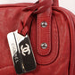CHANEL Around 2007 Made Cc Mark Stitch Logo Plate Charm Handle Bag Red