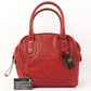 CHANEL Around 2007 Made Cc Mark Stitch Logo Plate Charm Handle Bag Red