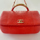 CHANEL RED PYTHON FLAP BAG