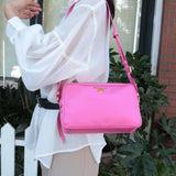 Prada Logo Nylon Leather Shoulder Bag Mini Bag Gold Hardware Pink
