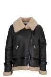 SAINT LAURENT 2023 Shearling Trim Bomber Jacket Brown