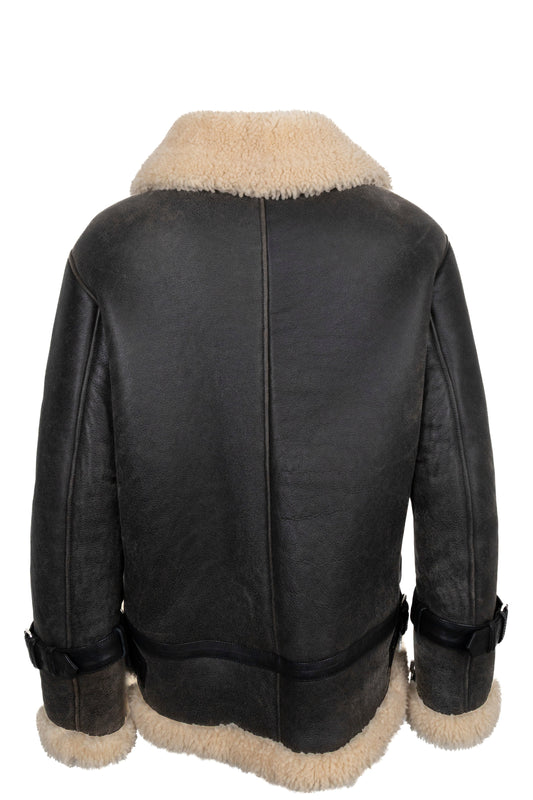 SAINT LAURENT 2023 Shearling Trim Bomber Jacket Brown