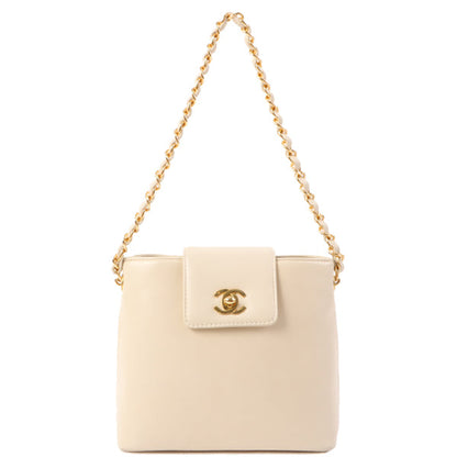 Chanel Around 1998 Made Turn-Lock Mini Chain Handle Bag Ivory