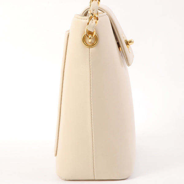 Chanel Around 1998 Made Turn-Lock Mini Chain Handle Bag Ivory